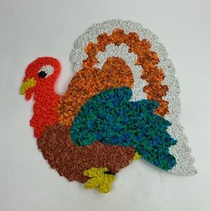 Vintage Melted Popcorn Wall Decoration Thanksgiving Large Turkey Collectible